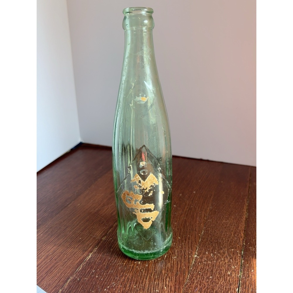Vintage Royal Crown RC Cola Glass Bottle 6oz Green Diamond Logo 75-6 Crown Top